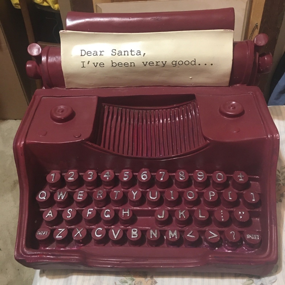 Christmas Decor Prop Full Size Resin Typewriter"Dear Santa I've Been Very Good"